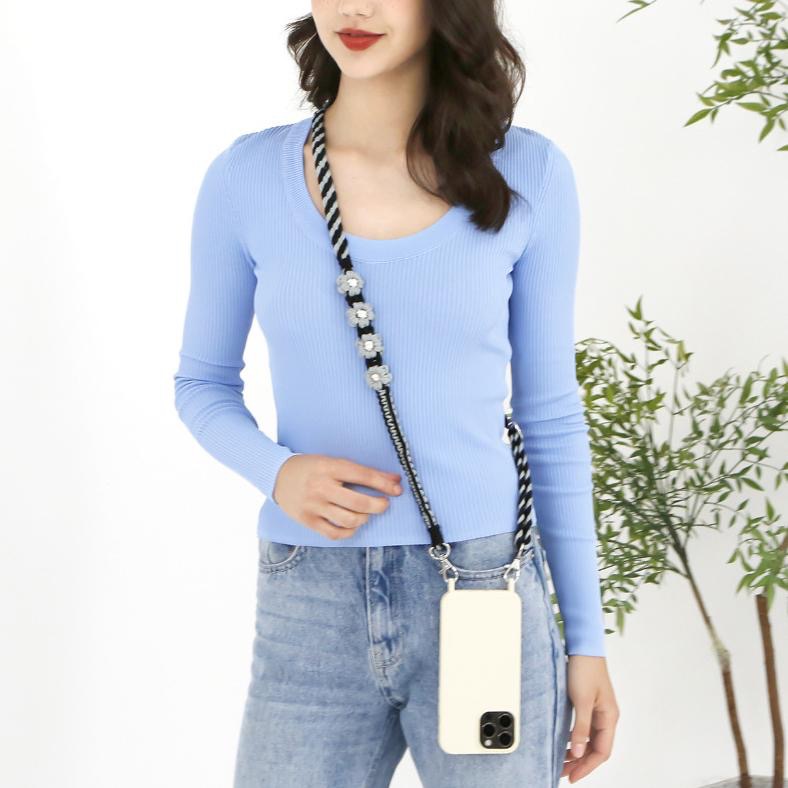 Čechy花花手工編織調節式手機背繩耳機掛繩 捷克手工掛繩 波西米亞手工編織手機繩 斜背可調節掛飾花朵菊花小雛菊手 機鏈-細節圖6