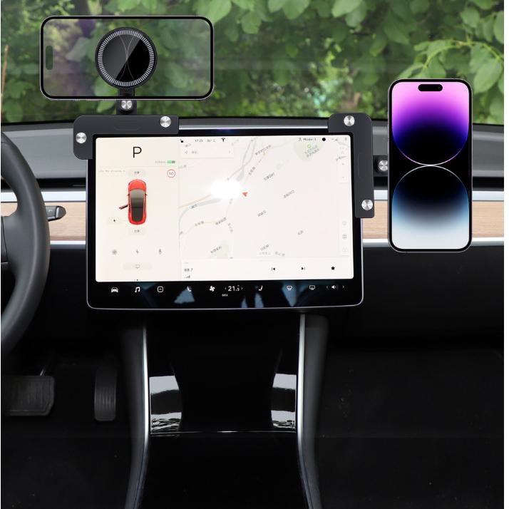 螢幕magsafe 導航支架 電動汽車 支架 model3/y磁吸車用手機支架 筆記型電腦 螢幕支架 汽車螢幕手機磁吸架-細節圖3