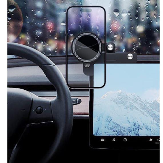 螢幕magsafe 導航支架 電動汽車 支架 model3/y磁吸車用手機支架 筆記型電腦 螢幕支架 汽車螢幕手機磁吸架-細節圖8