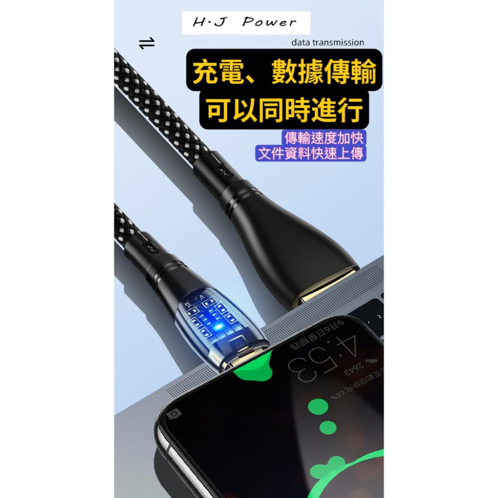 蘋果100W PD快充 數據線 TypeC CtoC IPHONE手機充電線 PD透明數據線100w 超級快充typeC-細節圖4