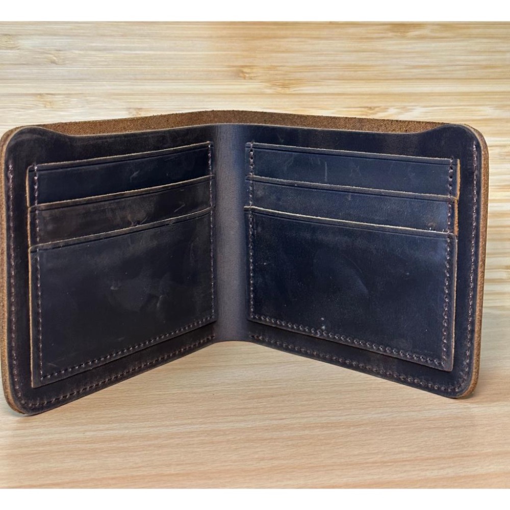 頂級頭層牛皮 頭層牛皮錢包 復古休閒皮夾 錢包 卡片包 極奢純牛皮 真皮耐用 無印短夾 瘋馬皮男士錢包 真皮橫短款-細節圖3