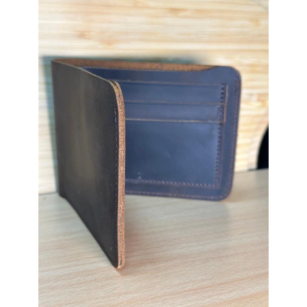 頂級頭層牛皮 頭層牛皮錢包 復古休閒皮夾 錢包 卡片包 極奢純牛皮 真皮耐用 無印短夾 瘋馬皮男士錢包 真皮橫短款-細節圖7