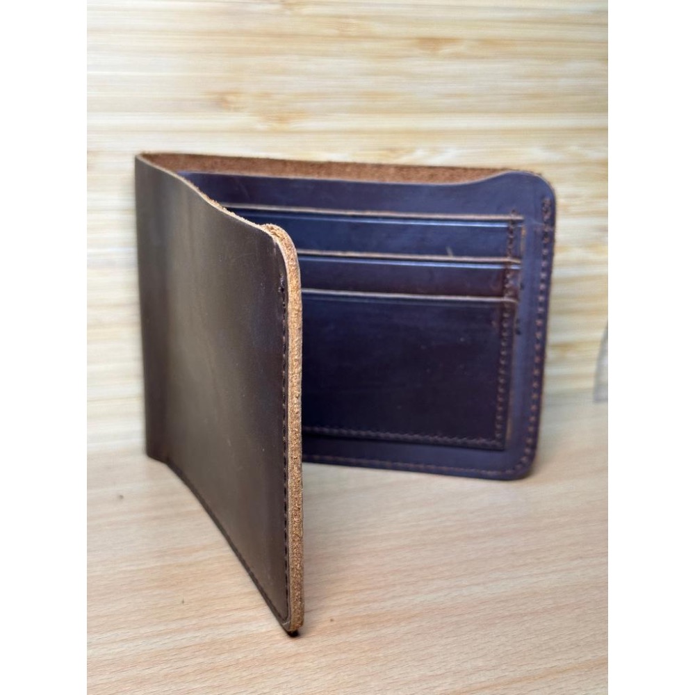 頂級頭層牛皮 頭層牛皮錢包 復古休閒皮夾 錢包 卡片包 極奢純牛皮 真皮耐用 無印短夾 瘋馬皮男士錢包 真皮橫短款-細節圖9