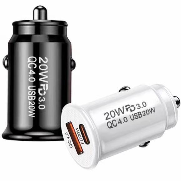 蘋果15 PD3.0-20W+QC4.0-20W 車載充電器迷你車用充電器轉換頭充電器點煙孔快充type-c快充多充電器-細節圖2