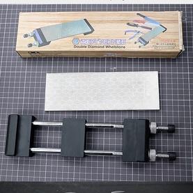 日本無印同款 良品實用磨刀器 雙面番號400番/1000番 鑽石 磨刀石 雙面磨刀石 整平石 研磨工具 附伸縮台座-細節圖5