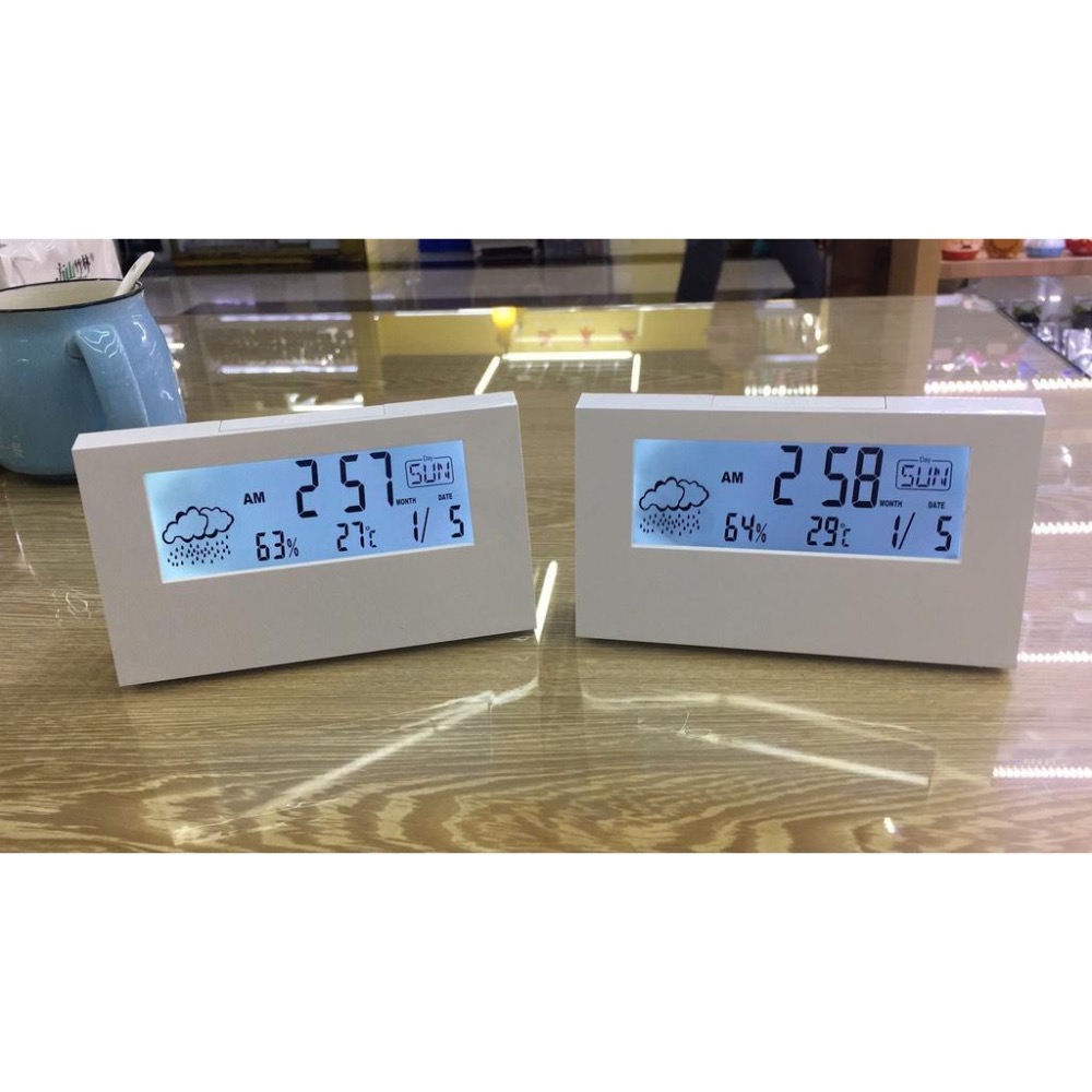 多功能 LED夜燈款 LCD時鐘/電子鐘/溫度計/濕度計/鬧鐘/月曆/星期/天氣預報 創意電子液晶顯多功能 白光LED燈-細節圖9