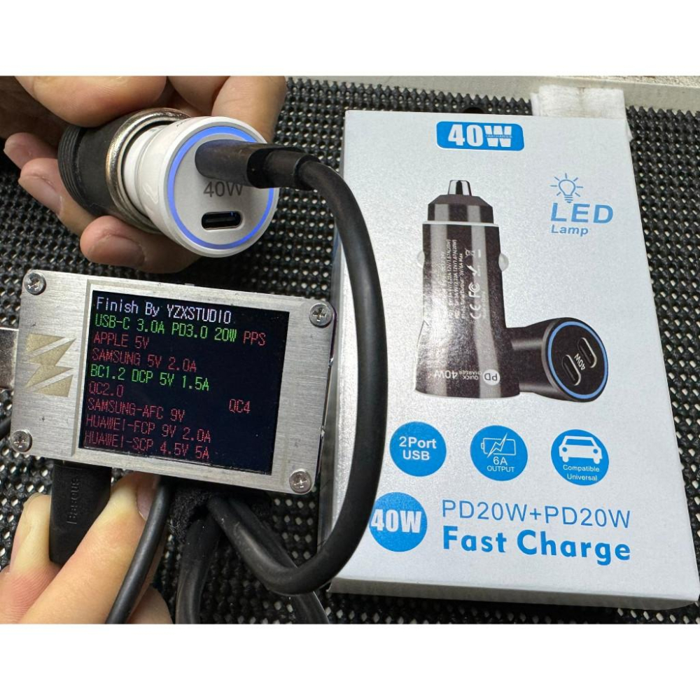 新款蘋果40W 雙TYPE-C 車充 車用充電頭 雙PD車充 40W車用充電器 一拖二點煙器車用手機充電閃充安卓蘋果通用-細節圖7