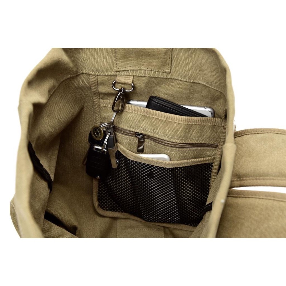 台灣發貨 35L新款潮流帆布包 大容量旅行雙肩包 男士背包 戶外運動包 雙肩書包 軍鳥包 水桶包 耐磨防水背包 超大容量-細節圖7