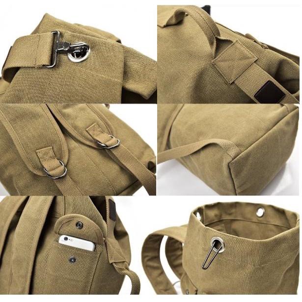 台灣發貨 35L新款潮流帆布包 大容量旅行雙肩包 男士背包 戶外運動包 雙肩書包 軍鳥包 水桶包 耐磨防水背包 超大容量-細節圖8