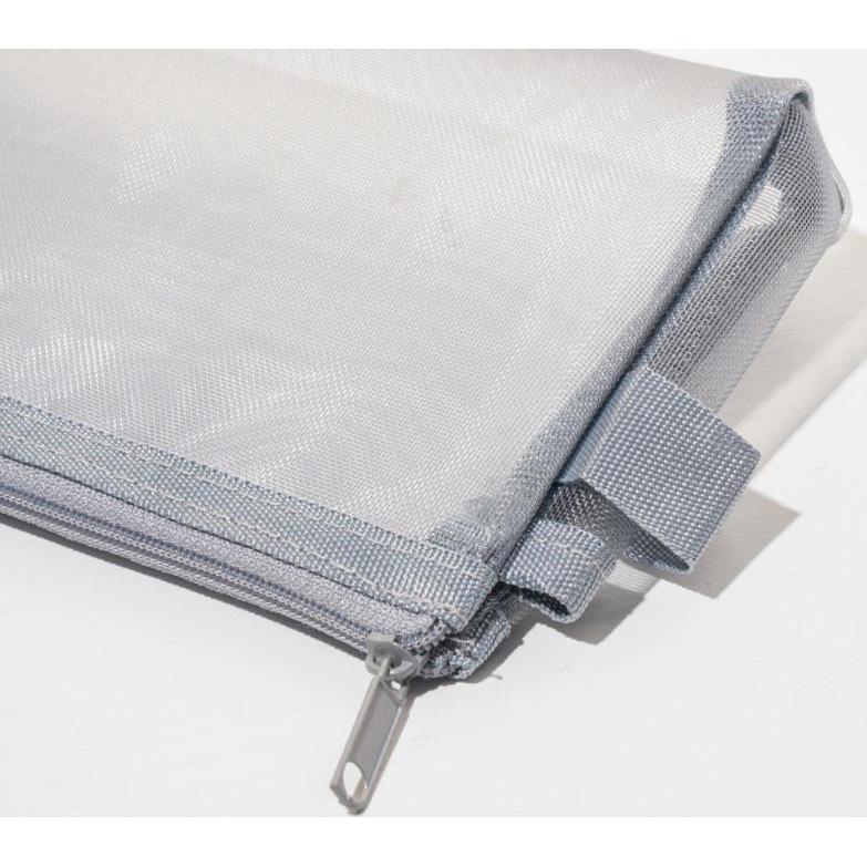 台灣發貨 日系無印同款 透明網紗筆袋 簡約 ins 便攜日系大容量透明可視尼龍筆袋網格拉鍊禮品袋 大容量文具袋 筆袋立體-細節圖8