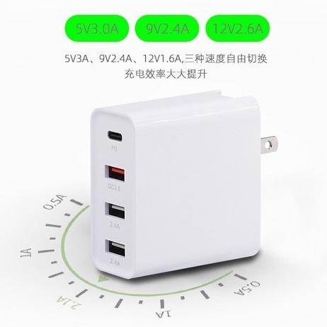 48W 快充 4口 蘋果PD QC雙快充 大量出貨 3孔USB + TYPE-C 充電器 充電座 快速充電 QC閃電快充-細節圖2