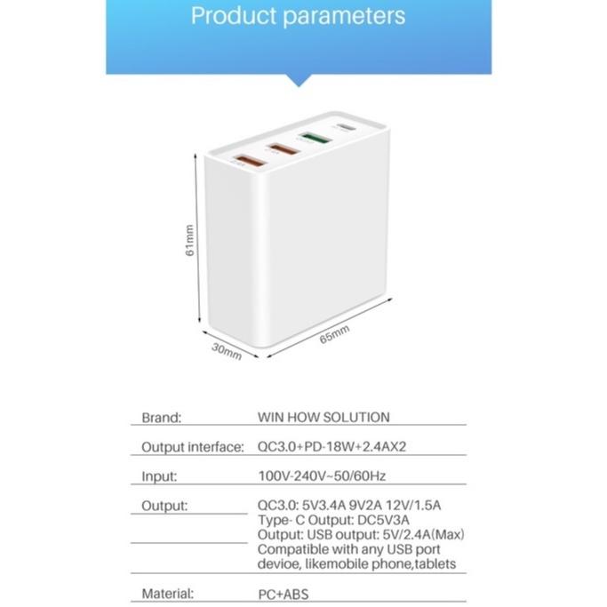 48W 快充 4口 蘋果PD QC雙快充 大量出貨 3孔USB + TYPE-C 充電器 充電座 快速充電 QC閃電快充-細節圖9