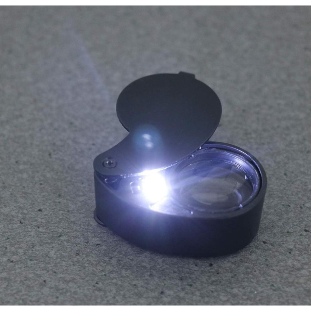 40倍 鋁合金 LED燈珠寶鏡照明鑑定 工藝品珠寶玉石文玩 鑑定放大鏡袖珍折疊放大鏡珠寶首飾袖珍環形珠寶手鏡珠寶放大鏡金-細節圖2