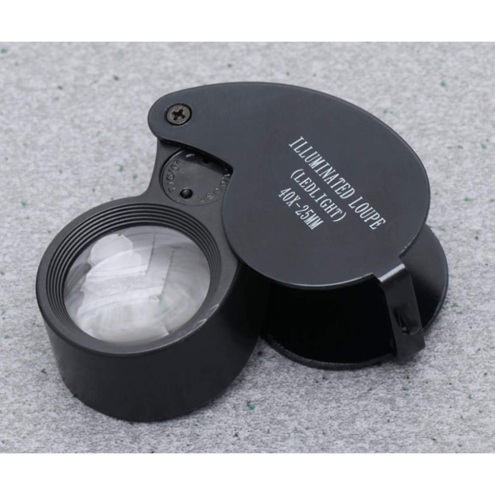 40倍 鋁合金 LED燈珠寶鏡照明鑑定 工藝品珠寶玉石文玩 鑑定放大鏡袖珍折疊放大鏡珠寶首飾袖珍環形珠寶手鏡珠寶放大鏡金-細節圖7