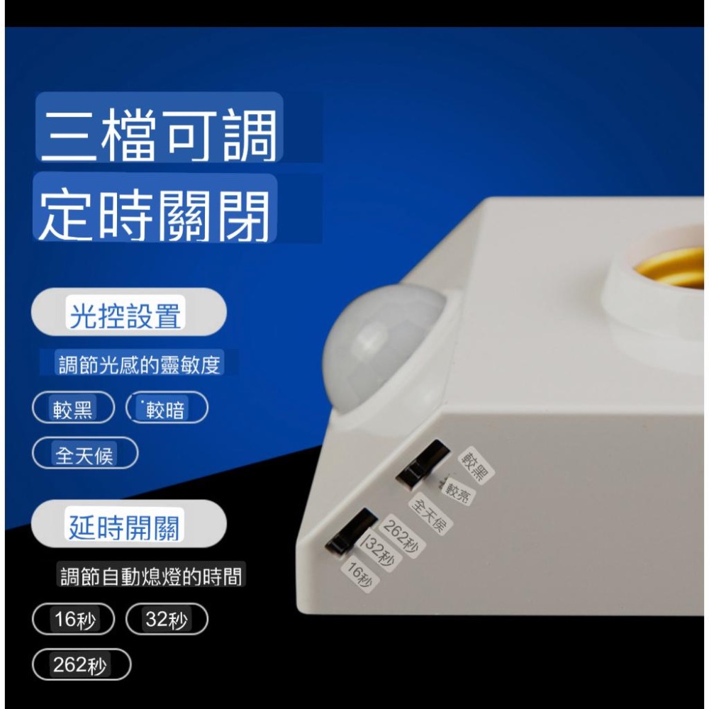智能人體紅外感應燈座 可通用燈泡 感應燈座 E27螺口 感應燈座 LED感應開關燈 E27感應燈E27螺 口聲控語音燈頭-細節圖3