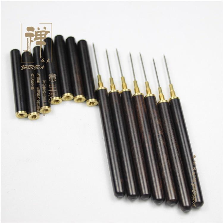 正大 香頭清理工具 黑檀木 紫光檀 鑲純銅香針 大紅 酸枝 木香筒 香爐清理 線香爐具 清理針 清理香爐器具 線香用品-細節圖2