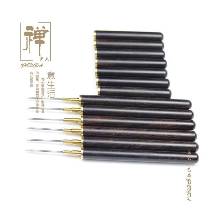 正大 香頭清理工具 黑檀木 紫光檀 鑲純銅香針 大紅 酸枝 木香筒 香爐清理 線香爐具 清理針 清理香爐器具 線香用品-細節圖3