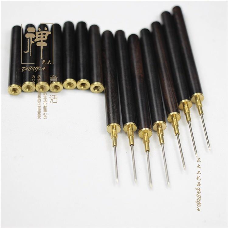 正大 香頭清理工具 黑檀木 紫光檀 鑲純銅香針 大紅 酸枝 木香筒 香爐清理 線香爐具 清理針 清理香爐器具 線香用品-細節圖4