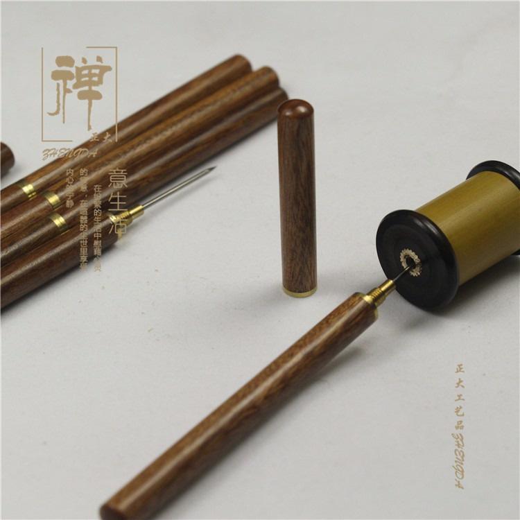 正大 香頭清理工具 黑檀木 紫光檀 鑲純銅香針 大紅 酸枝 木香筒 香爐清理 線香爐具 清理針 清理香爐器具 線香用品-細節圖7