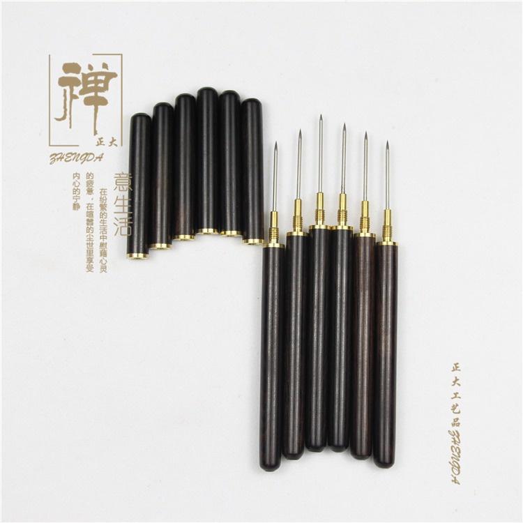 正大 香頭清理工具 黑檀木 紫光檀 鑲純銅香針 大紅 酸枝 木香筒 香爐清理 線香爐具 清理針 清理香爐器具 線香用品-細節圖8