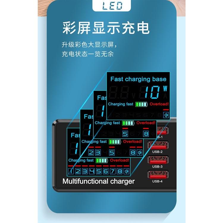 台灣出貨WLX-X9 100W無線充電器 PD / QC3.0快充插頭 PD20W 大功率手機平板 8孔 USB充電器-細節圖5