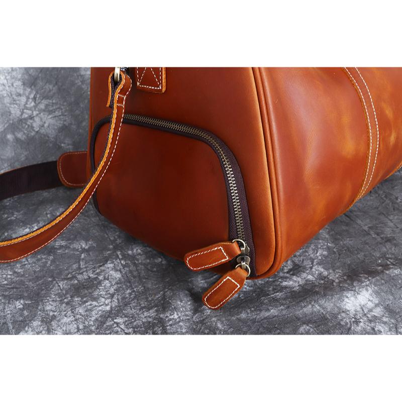 正港真皮旅行包 台灣瘋馬皮 頭層牛皮 真皮男包 中性旅行包袋 手提包 復古個性男包 旅行收納包 登機包 登機袋 旅遊收納-細節圖3