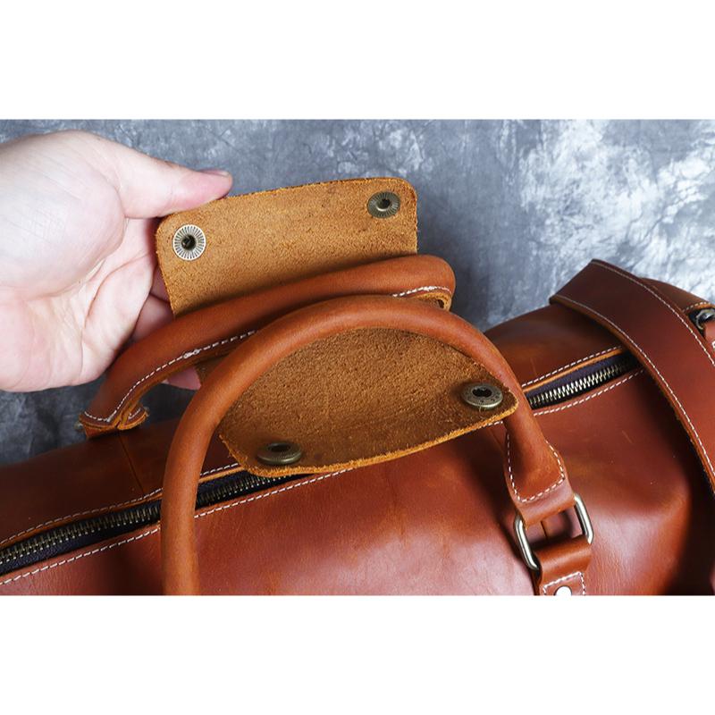 正港真皮旅行包 台灣瘋馬皮 頭層牛皮 真皮男包 中性旅行包袋 手提包 復古個性男包 旅行收納包 登機包 登機袋 旅遊收納-細節圖9