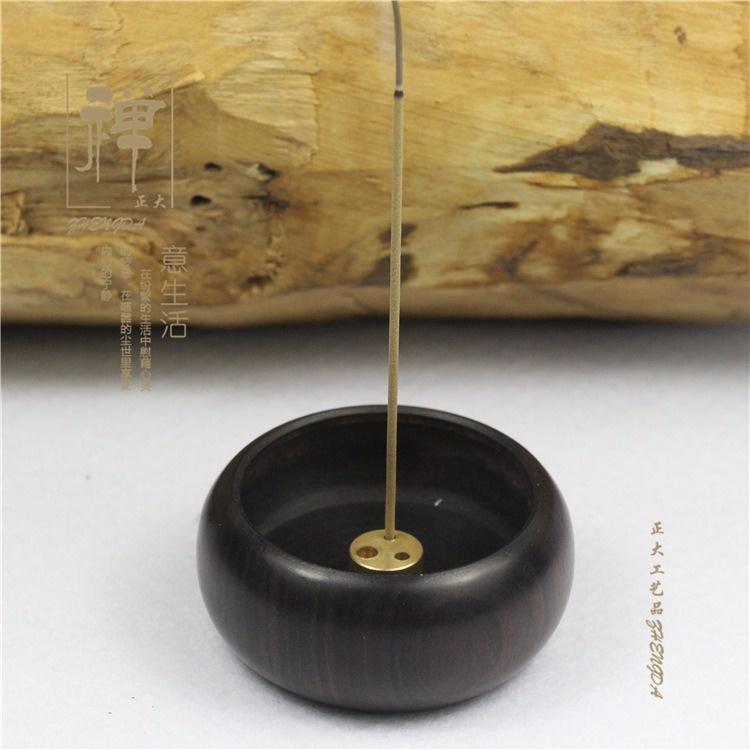 台灣出貨 黑檀木 銅芯 大號 香插 正大 立式多孔 香插 紫光檀 線香爐 香座藏 香插 線香插 線香爐 香薰爐 點線-細節圖4