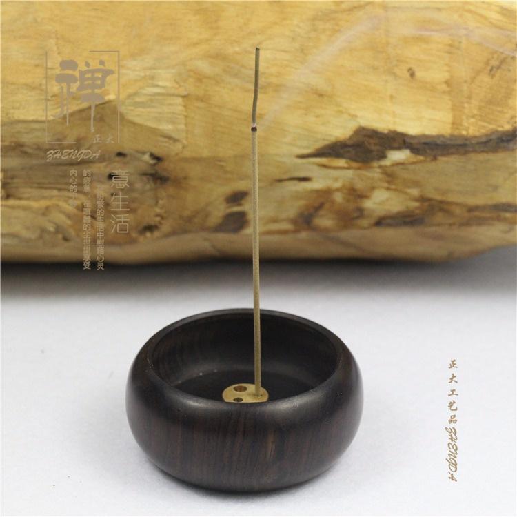 台灣出貨 黑檀木 銅芯 大號 香插 正大 立式多孔 香插 紫光檀 線香爐 香座藏 香插 線香插 線香爐 香薰爐 點線-細節圖5