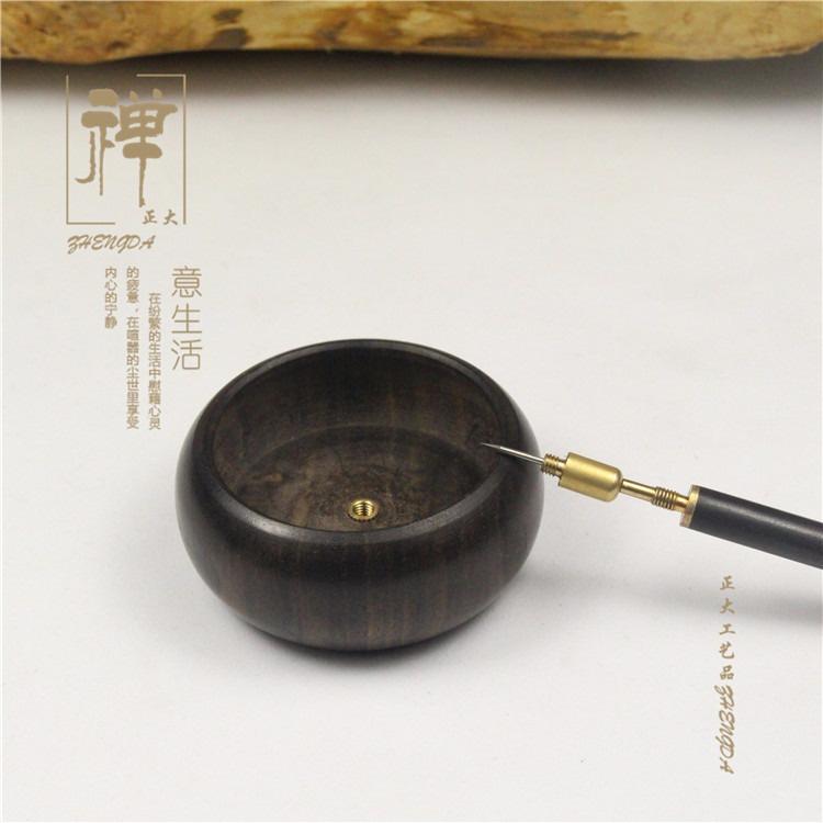 台灣出貨 黑檀木 銅芯 大號 香插 正大 立式多孔 香插 紫光檀 線香爐 香座藏 香插 線香插 線香爐 香薰爐 點線-細節圖8