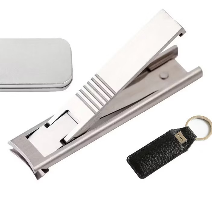 不鏽鋼 超薄指甲剪 (鐵盒+皮套）