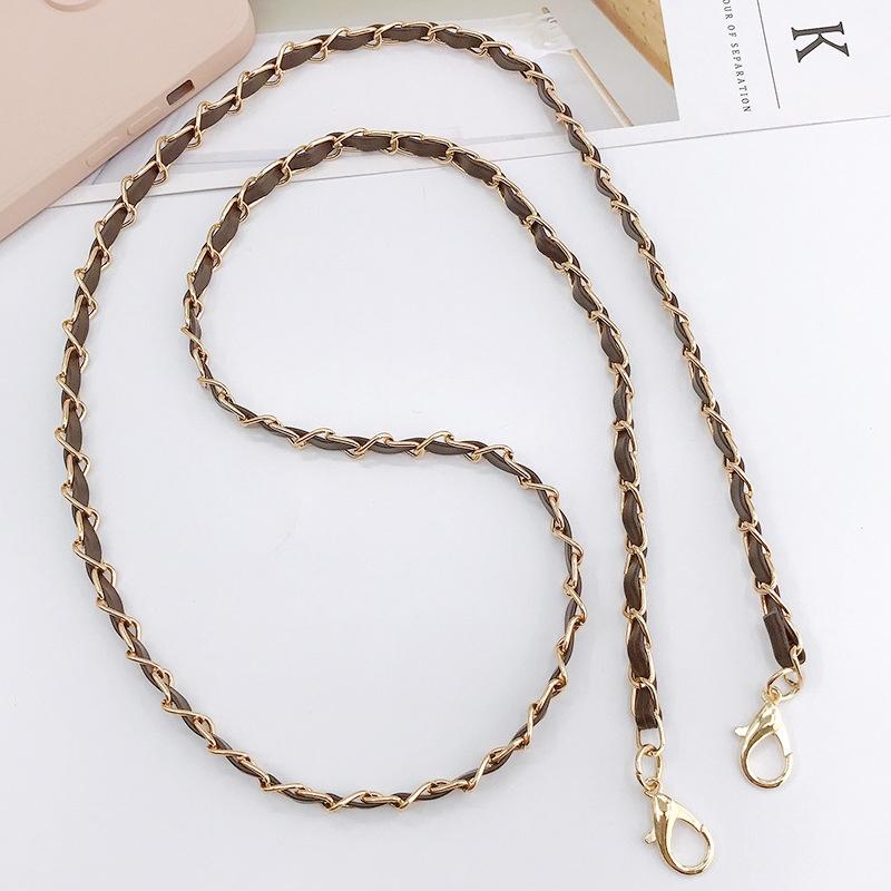 日本潮流 小香風 金屬手機鏈條 手機掛繩 女生 斜背手機殼掛繩 掛鍊 龍蝦扣 110cm 金色鐵鍊 側背手機繩 手機斜背-細節圖6