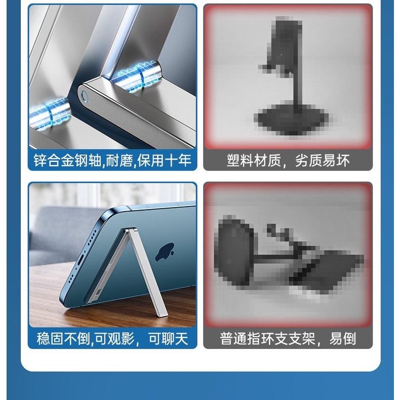 台灣發貨 鋅合金手機支架桌面 折疊隱形背貼 粘貼式超薄迷你隨身便攜手機支架 多功能背面隱形指環扣小型超薄黏貼背橫豎兩用-細節圖8