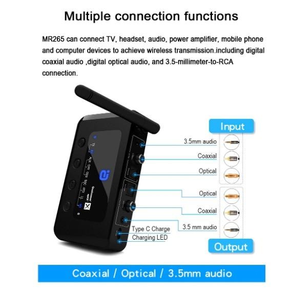 aptX HD CSR8675 藍牙5.0 MR265 無線音樂藍牙5.0 汽車 音源接收發射器 二合一 同軸 光纖音箱-細節圖7