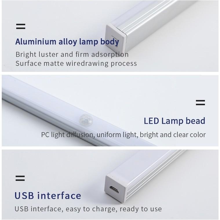 人體感應燈 加亮款 壁掛式 USB充電 智能人體感應燈 LED 櫥櫃燈 衣櫃燈 紅外感應 磁吸 燈條小夜燈 走廊燈 壁燈-細節圖8