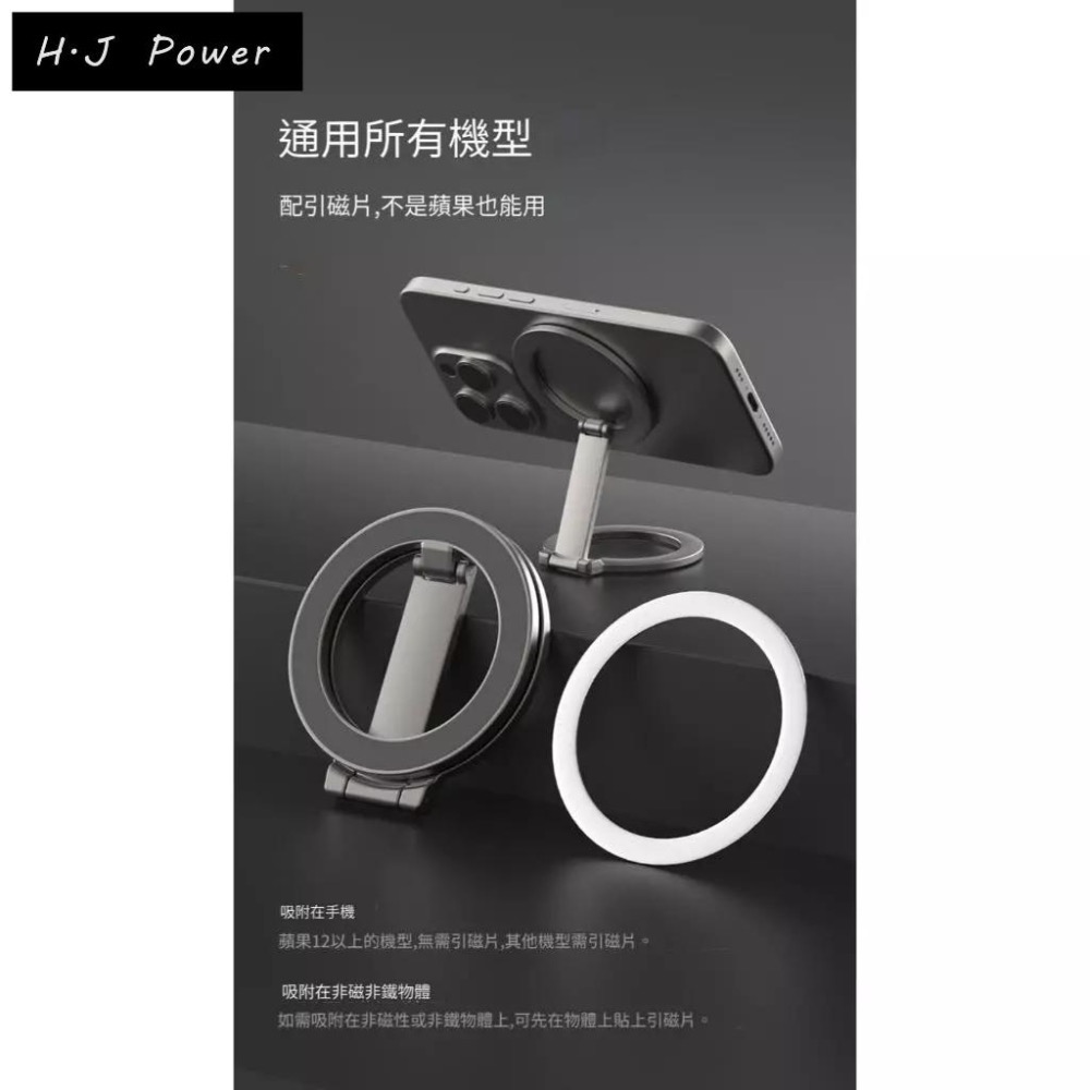 雙面強磁⚡️摺疊磁吸支架 iPhone16 指環磁吸支架 magsafe 16 Pro 旋轉磁圈手機架 冰箱磁吸手機架-細節圖3