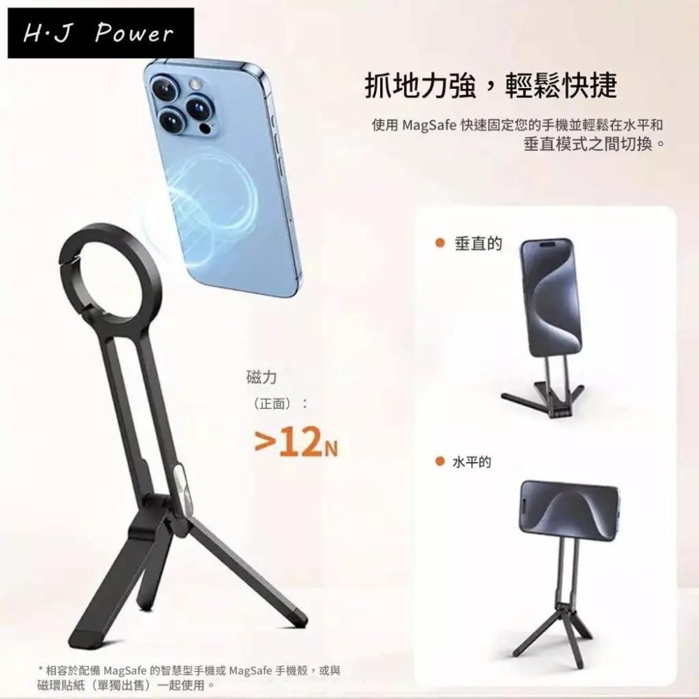 📱Magsafe磁吸手機支架｜便攜式多功能三腳架 🔥直播/拍照/追劇/登山必備 便攜式多功能直播拍照三腳架 可折疊登山扣-細節圖9