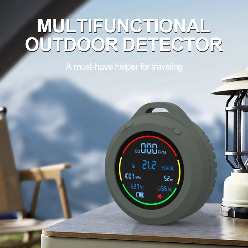 鋅合金6合1攜帶儀 氧氣偵測器 CO儀 高度儀 氣壓儀 溫度儀 濕度監測器 二氧化碳儀 海拔儀  戶外登山露營 高海拔計-細節圖7