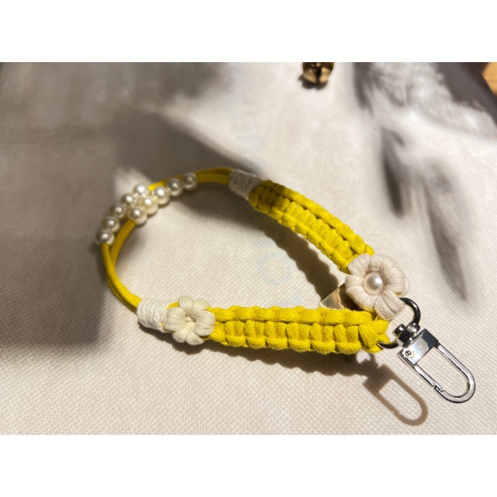 珍珠小花手機短繩/成品/可選色-細節圖2
