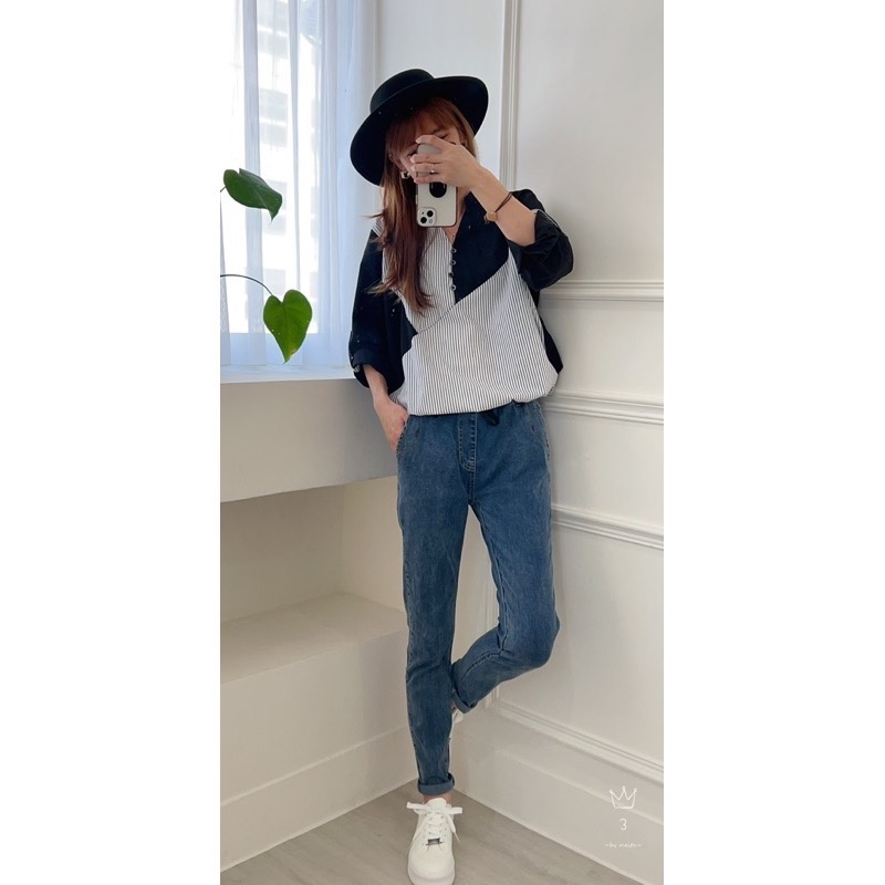 🌟超級好穿🌟假蓋設計 -極度舒適單寧牛仔褲11001-細節圖9