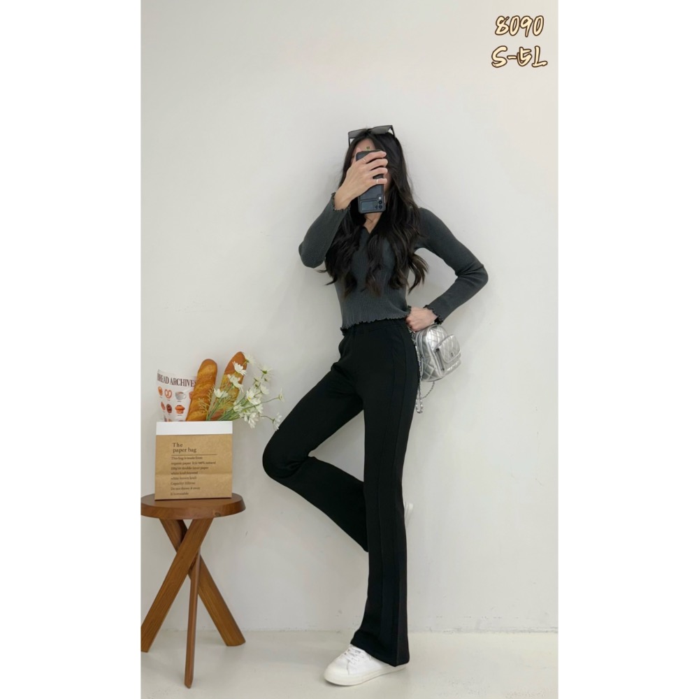 🌟Q-LaLa🌟8090厚磅太空棉側立體剪接顯瘦喇叭褲-細節圖3