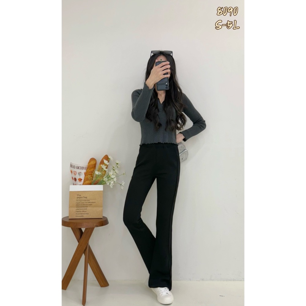 🌟Q-LaLa🌟8090厚磅太空棉側立體剪接顯瘦喇叭褲-細節圖4