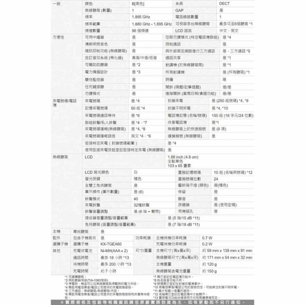 【贈手機快充線公司貨含稅】Panasonic KX-TGE610 / KX-TGE610TWB 中文無線電話-細節圖7