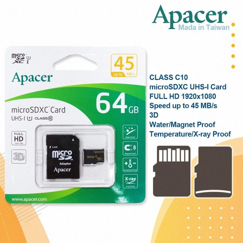 《公司貨含稅》Apacer microSDXC 64G記憶卡 UHS-I C10 附SD轉卡 MTR-001-細節圖3