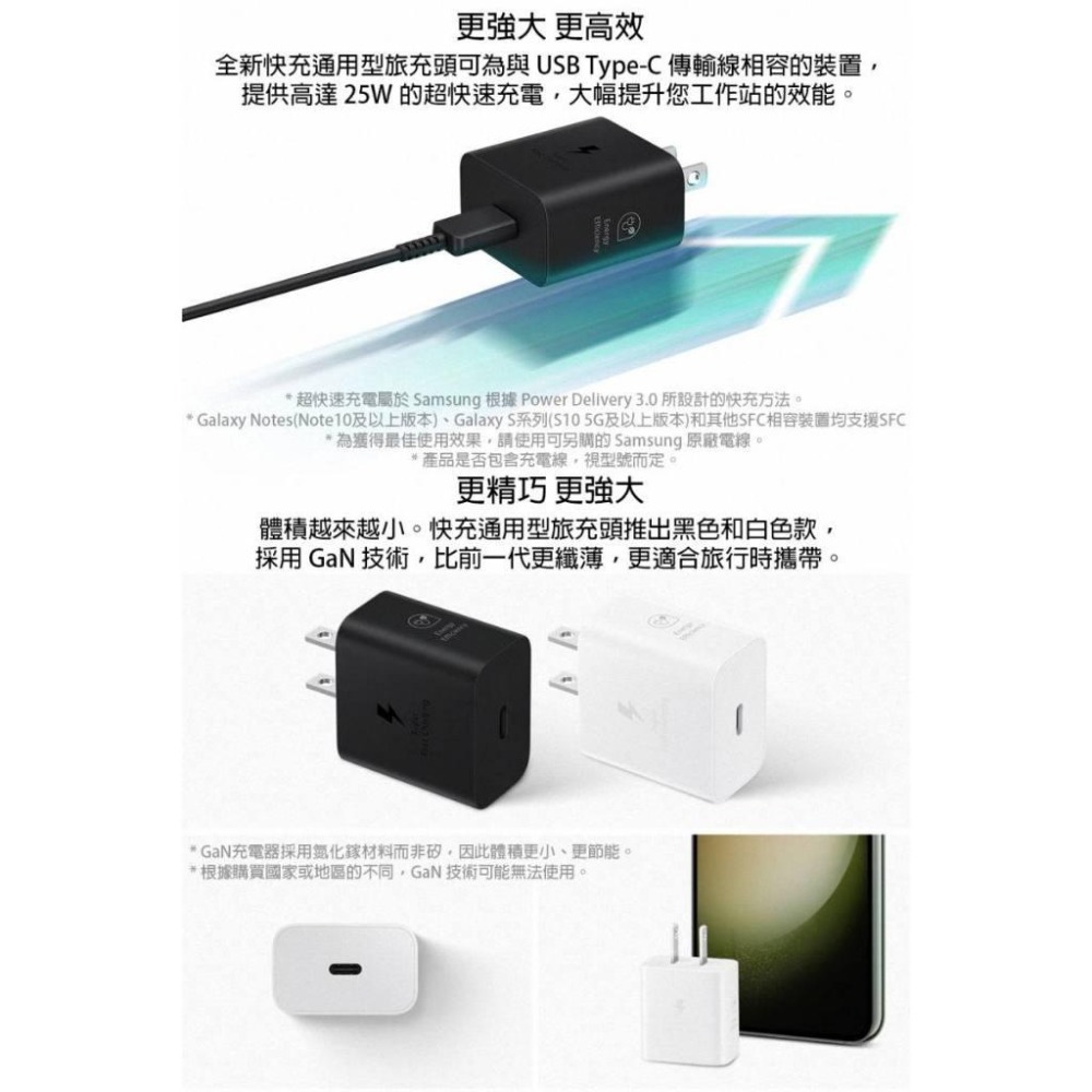 《公司貨含稅》SAMSUNG 25W快充通用型旅充頭 EP-T2510 (iPhone適用)~送傳輸充電線二選一-細節圖2