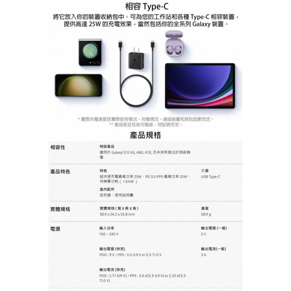 《公司貨含稅》SAMSUNG 25W快充通用型旅充頭 EP-T2510 (iPhone適用)~送傳輸充電線二選一-細節圖4