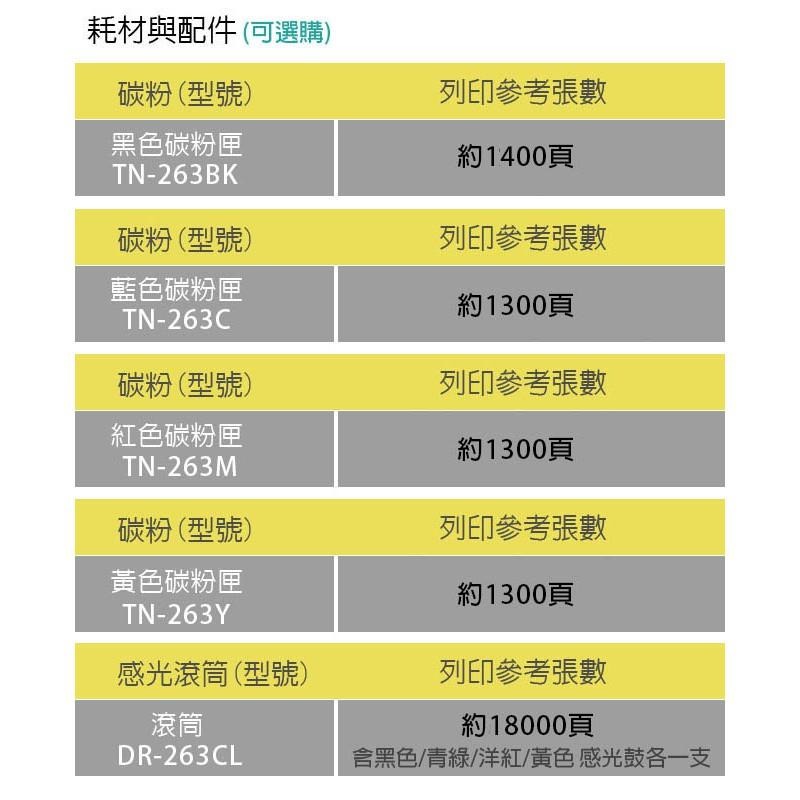 【公司貨盒裝含稅】Brother TN-263 原廠碳粉匣~適用機型HL-L3270CDW、MFC-L3750CD-細節圖5