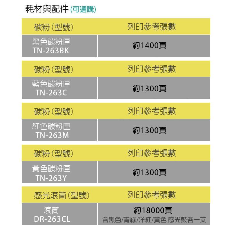 【公司貨盒裝含稅】Brother TN-263 原廠碳粉匣~適用機型HL-L3270CDW、MFC-L3750CD-細節圖6
