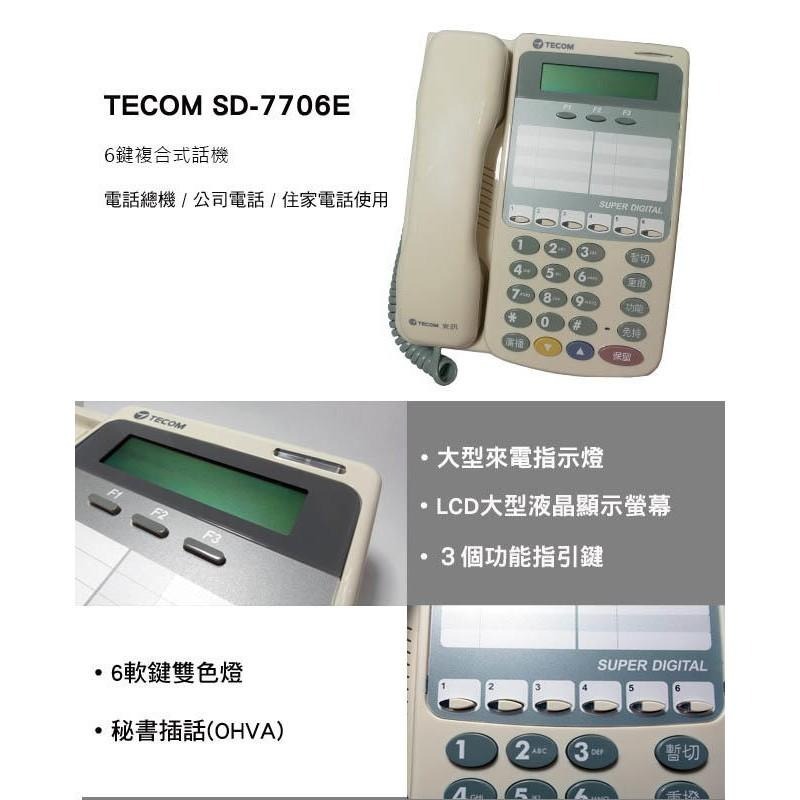 【贈手機快充線含稅】TECOM 東訊 SD-7706E X話機替代SD-7506D DX-9706D DX-9906E-細節圖2