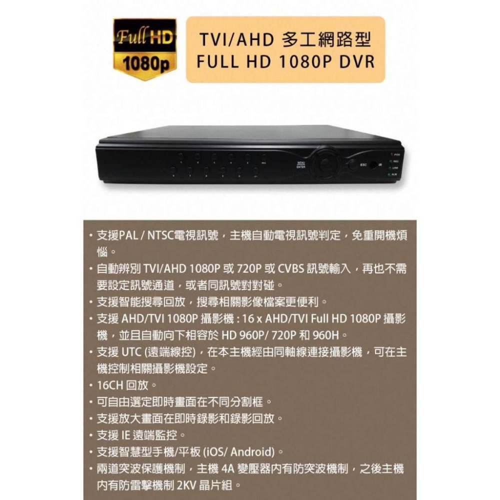 《公司貨含稅》KULON TY-TVIR8636 (4MP+16CH+2HDD+H264) 錄影機【限量出清-售完為止】-細節圖4